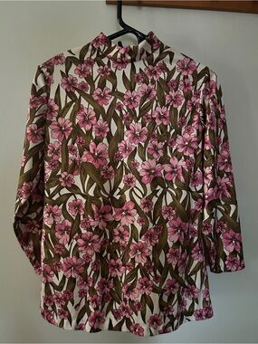 Vintage Pink Floral Print Blouse